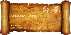Sztraka Géza névjegykártya